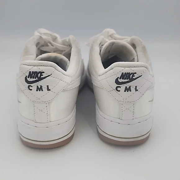 Nike Air Force 1 White Satin Sneakers with Mini Gold Swoosh/Gold Weighted Laces - Picture 4 of 7